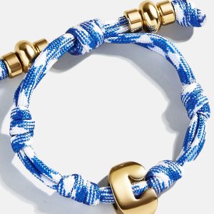 Knotty Initial Bracelet - Royal Blue/White