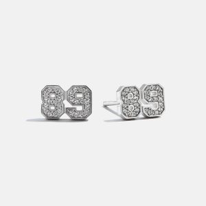 Varsity Number Custom Stud Earrings - Silver Double Digit