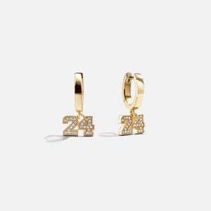 Varsity Number Custom Huggie Earrings - Gold Double Digit