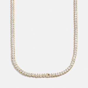 Billie 18K Gold Tennis Custom Nameplate Necklace - Mini Block