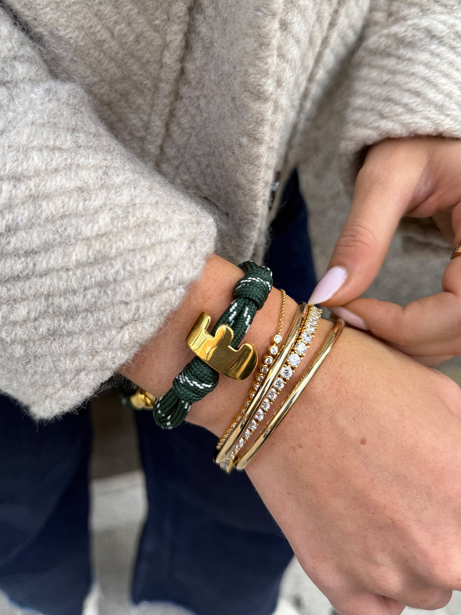 Knotty Initial Bracelet - Dark Green - Image 2