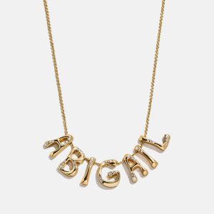 Organic Letter Custom Necklace - Gold/Pav??