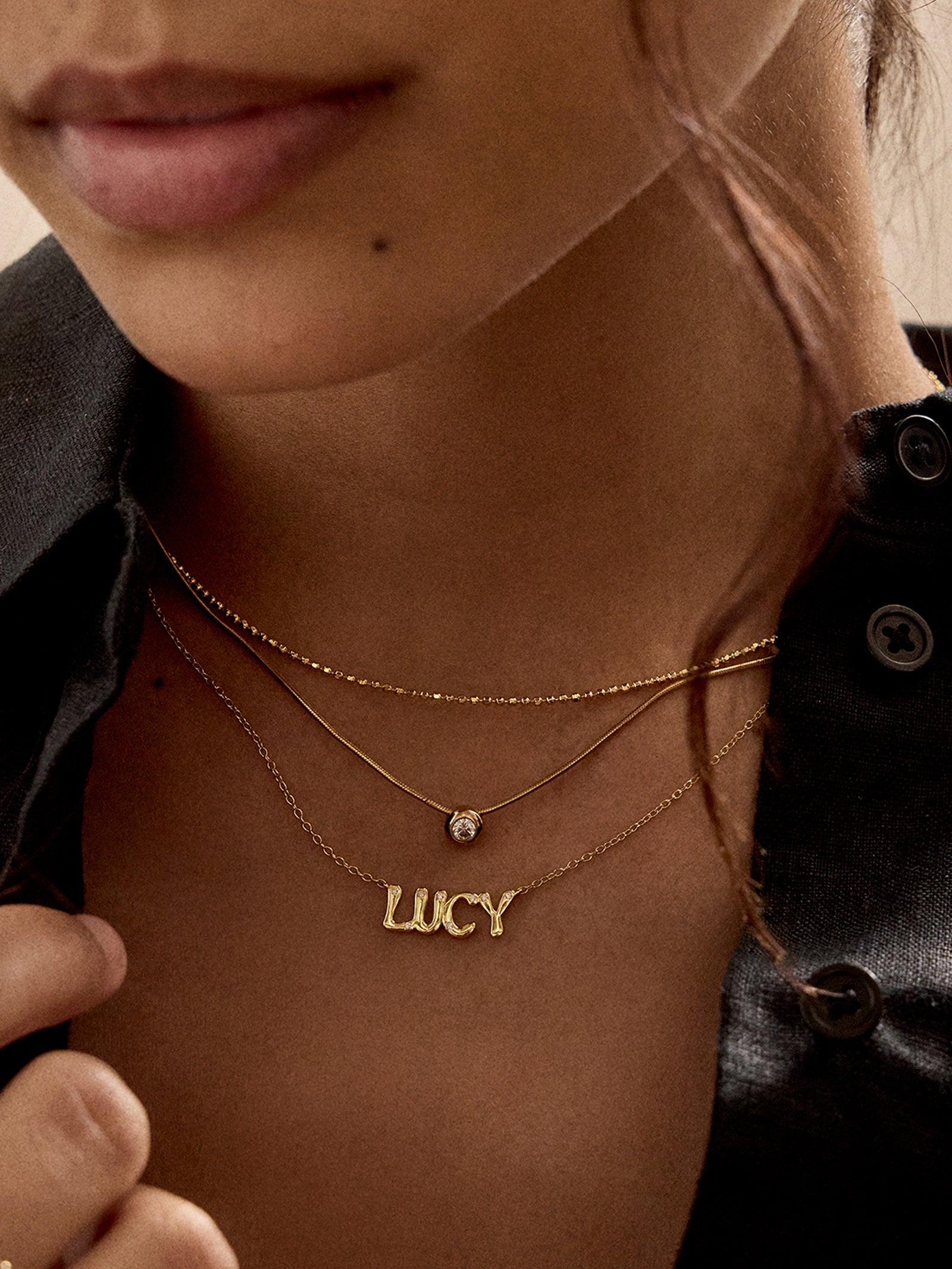 18K Gold Custom Nameplate Necklace - Bubble - Image 4
