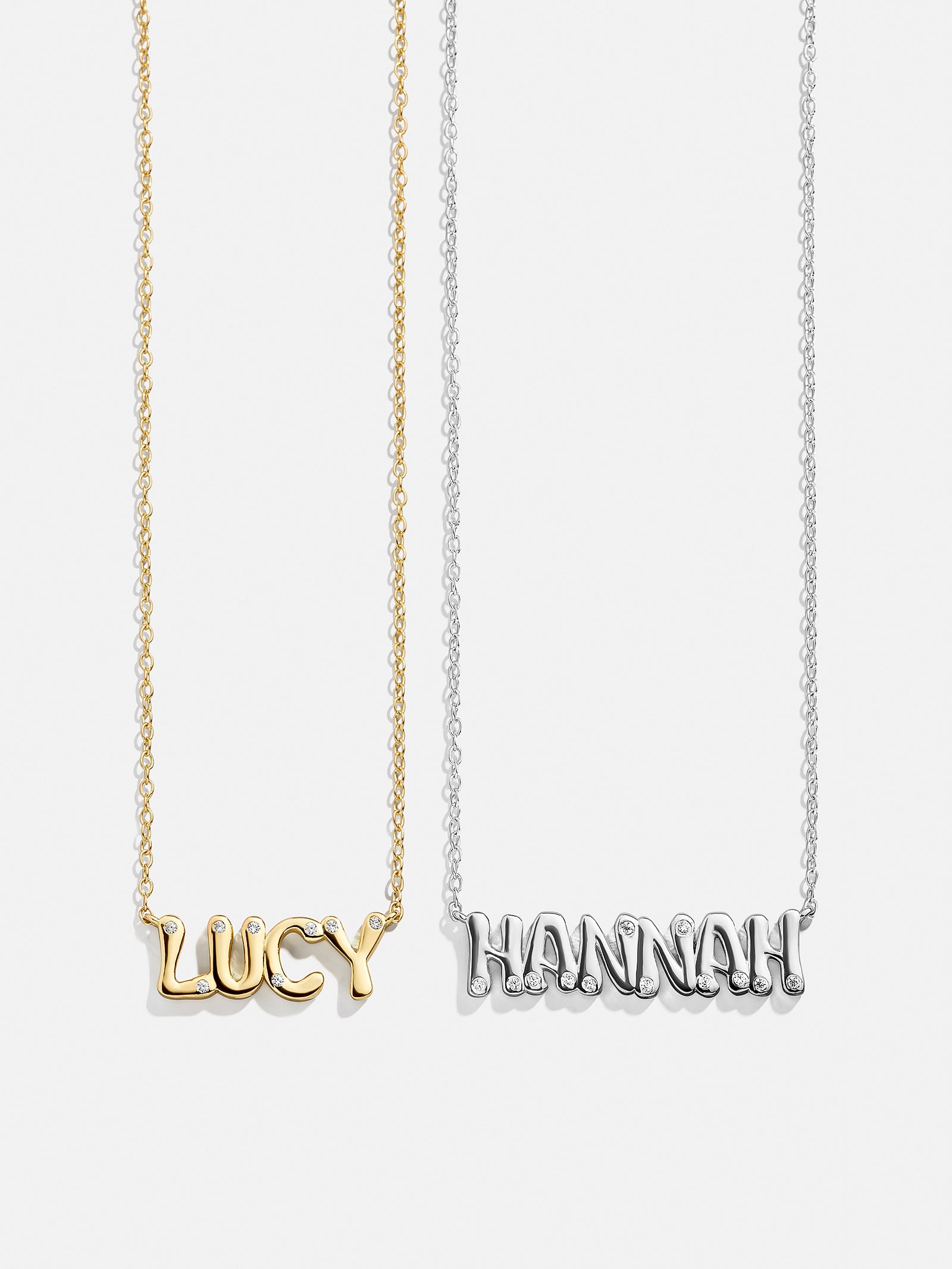18K Gold Custom Nameplate Necklace - Bubble
