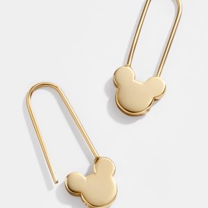 Mickey Mouse Disney 18K Gold Sterling Silver Safety Pin Earrings - Gold