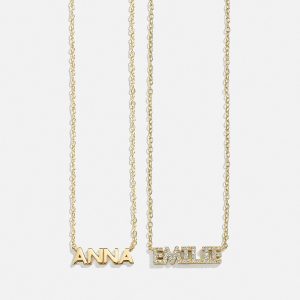 18K Gold Custom Nameplate Necklace - Mini Block