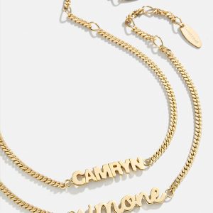 14K Gold Curb Chain Custom Nameplate Bracelet - Gold