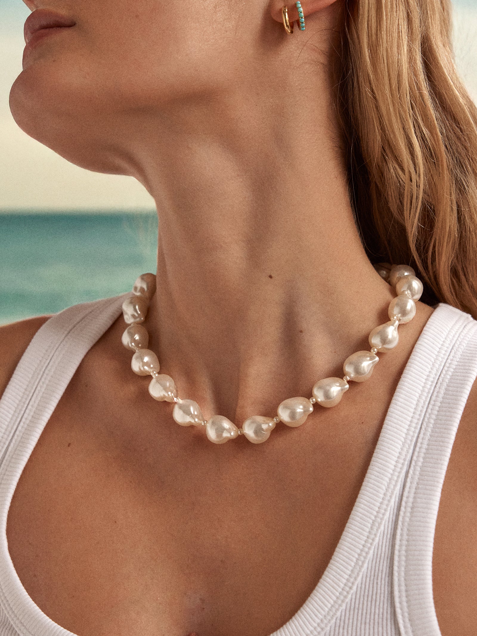 Teagan Pearl Necklace - White - Image 2