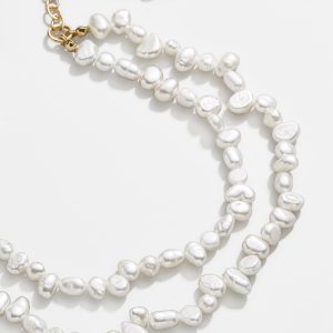 Teagan Pearl Layered Anklet  - White