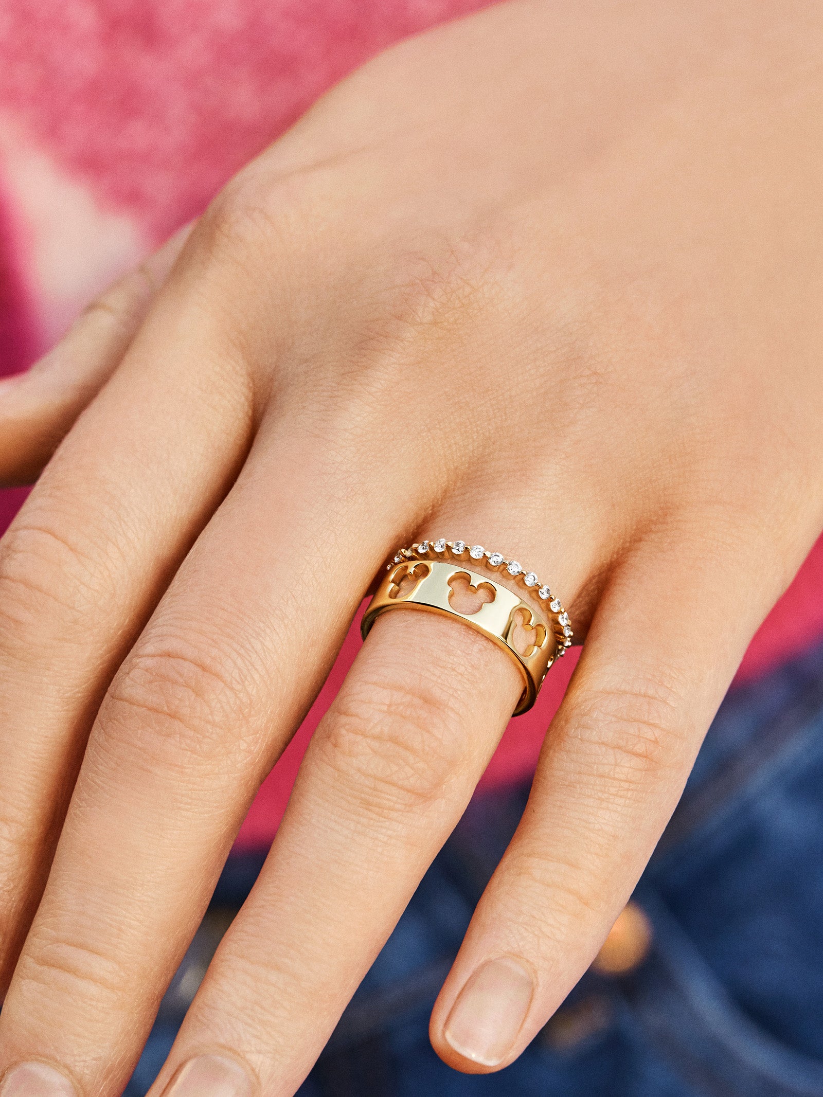 Mickey Mouse Outline 18K Gold Ring - Gold - Image 2