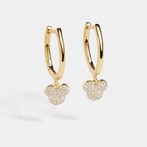 Mickey Mouse Disney 18K Gold Plated Sterling Silver Huggie Charm Earrings - Mickey Mouse