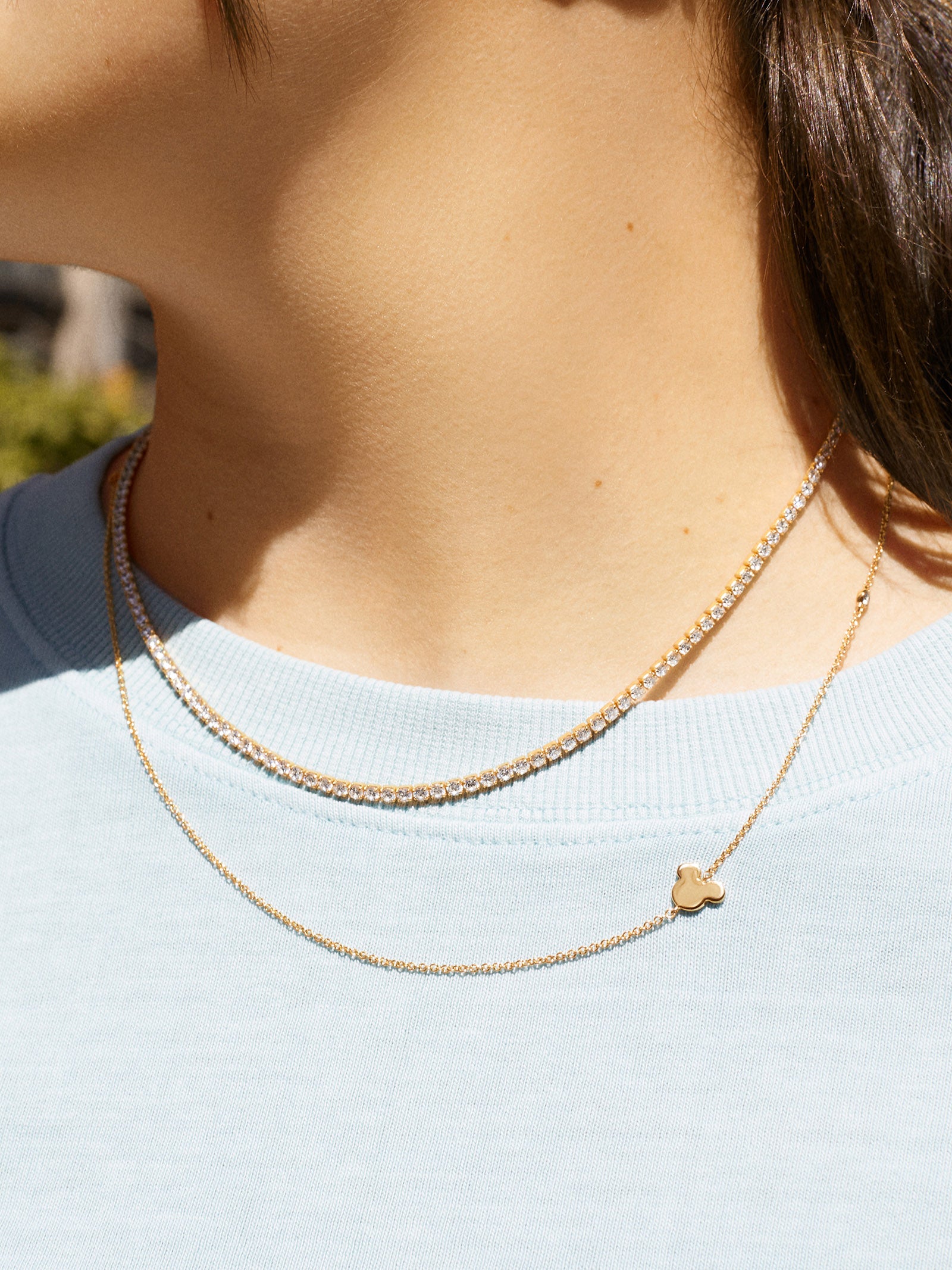 Mickey Mouse Disney 18K Gold & Cubic Zirconia Asymmetrical Necklace - Gold - Image 2