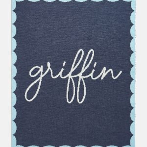 Subtly Scalloped Custom Blanket - Navy/Blue