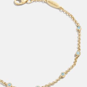 Yasmine 18K Gold Birthstone Bracelet - Aquamarine