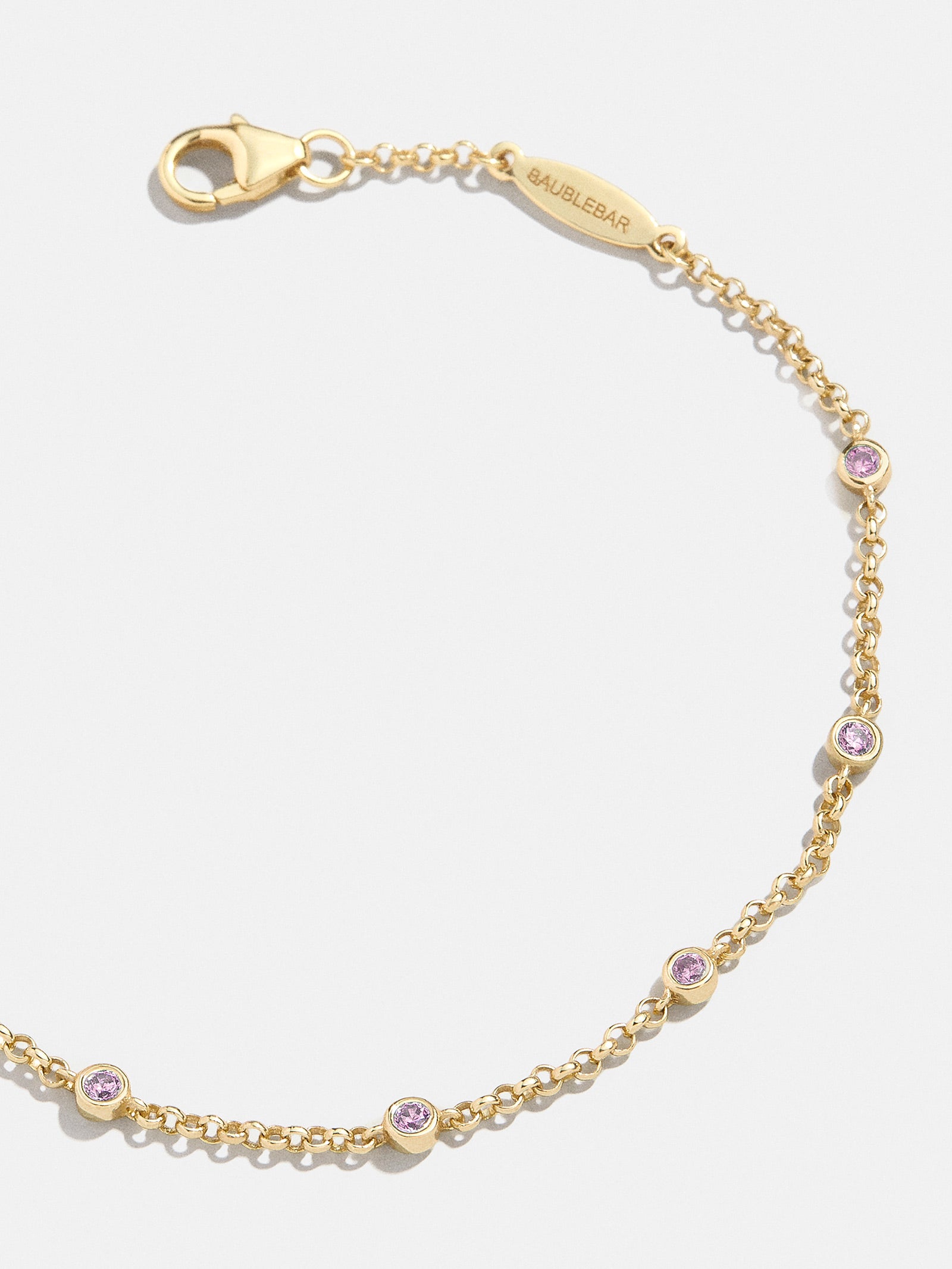 Yasmine 18K Gold Birthstone Bracelet - Light Amethyst