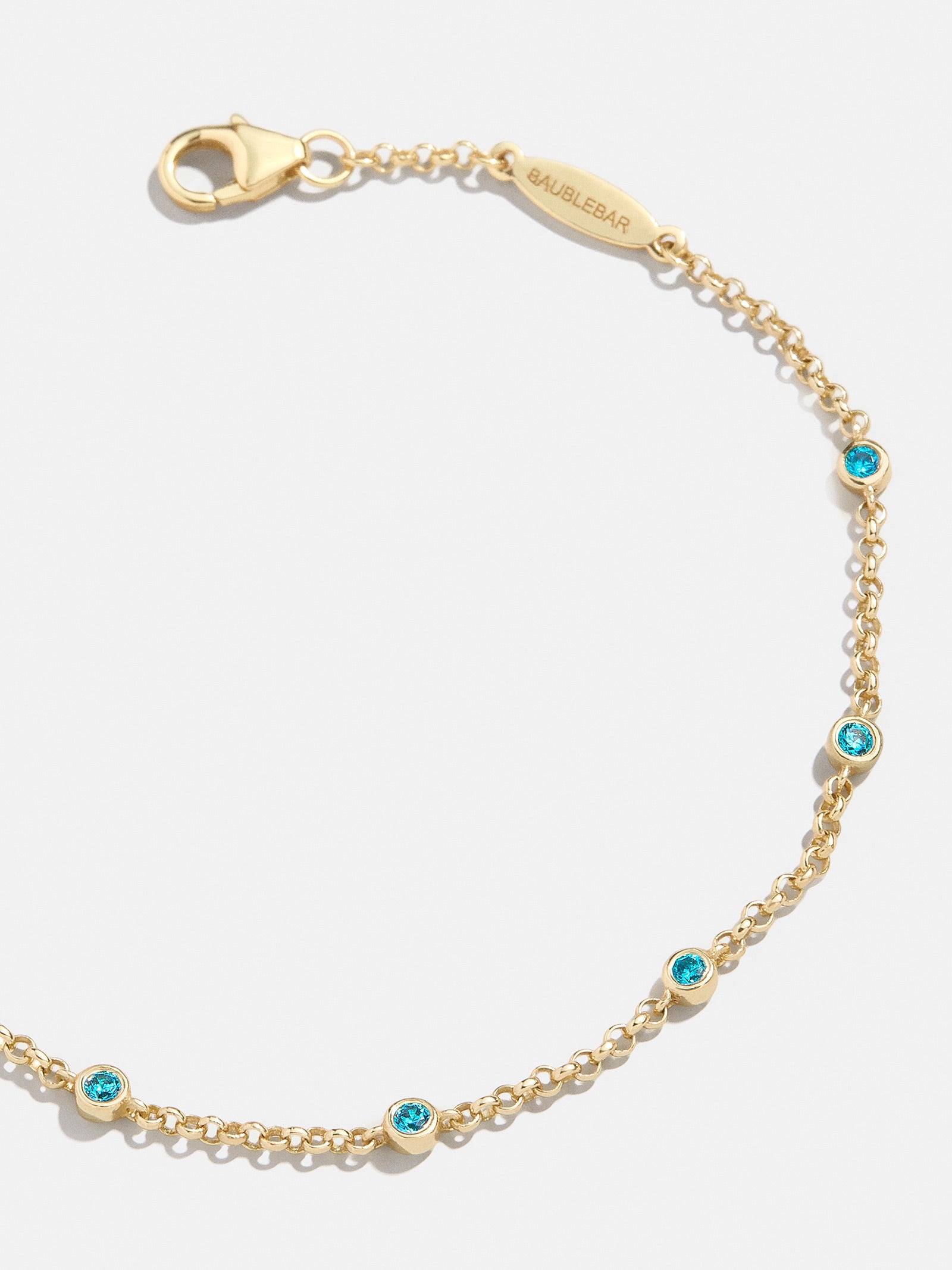 Yasmine 18K Gold Birthstone Bracelet - Blue Zircon