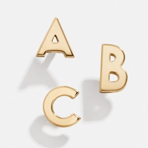 Single 14K Solid Gold Initial Earring - Gold