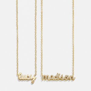 18K Gold Custom Nameplate Necklace - Mini Script