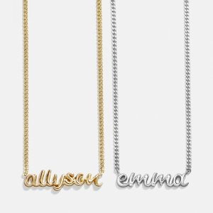 18K Gold Custom Nameplate Necklace - 3D Script