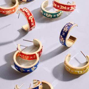 WEAR By Erin Andrews X BaubleBar New York Yankees Enamel Hoop Earrings - New York Yankees