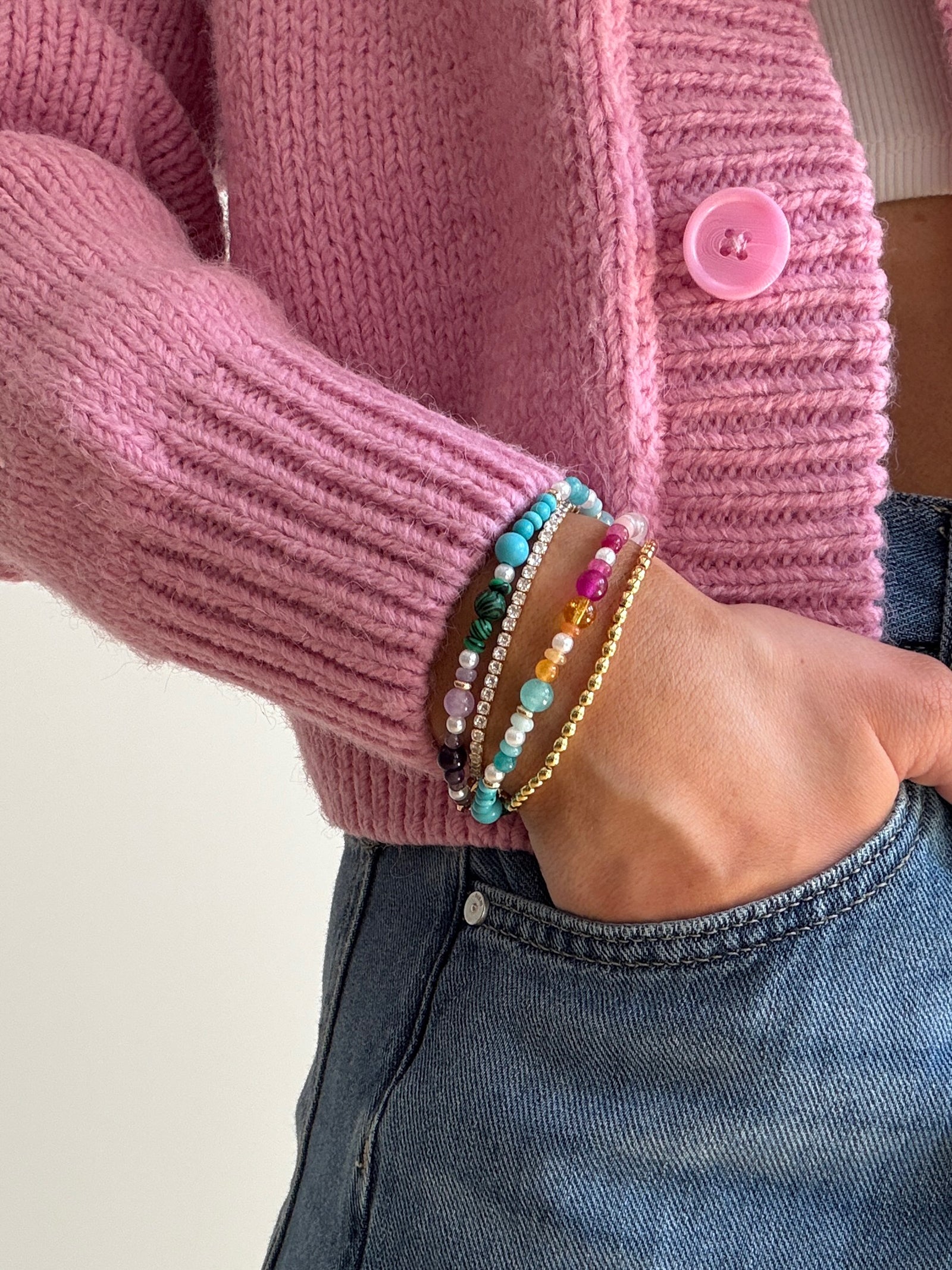 Marlowe Semi-Precious Bracelet - Gold/Multi - Image 2