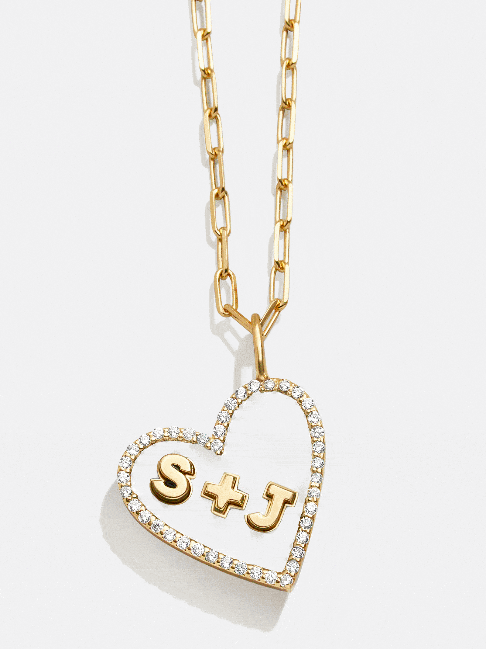 Reversible 18K Gold Custom Heart Necklace - Gold/Pav??