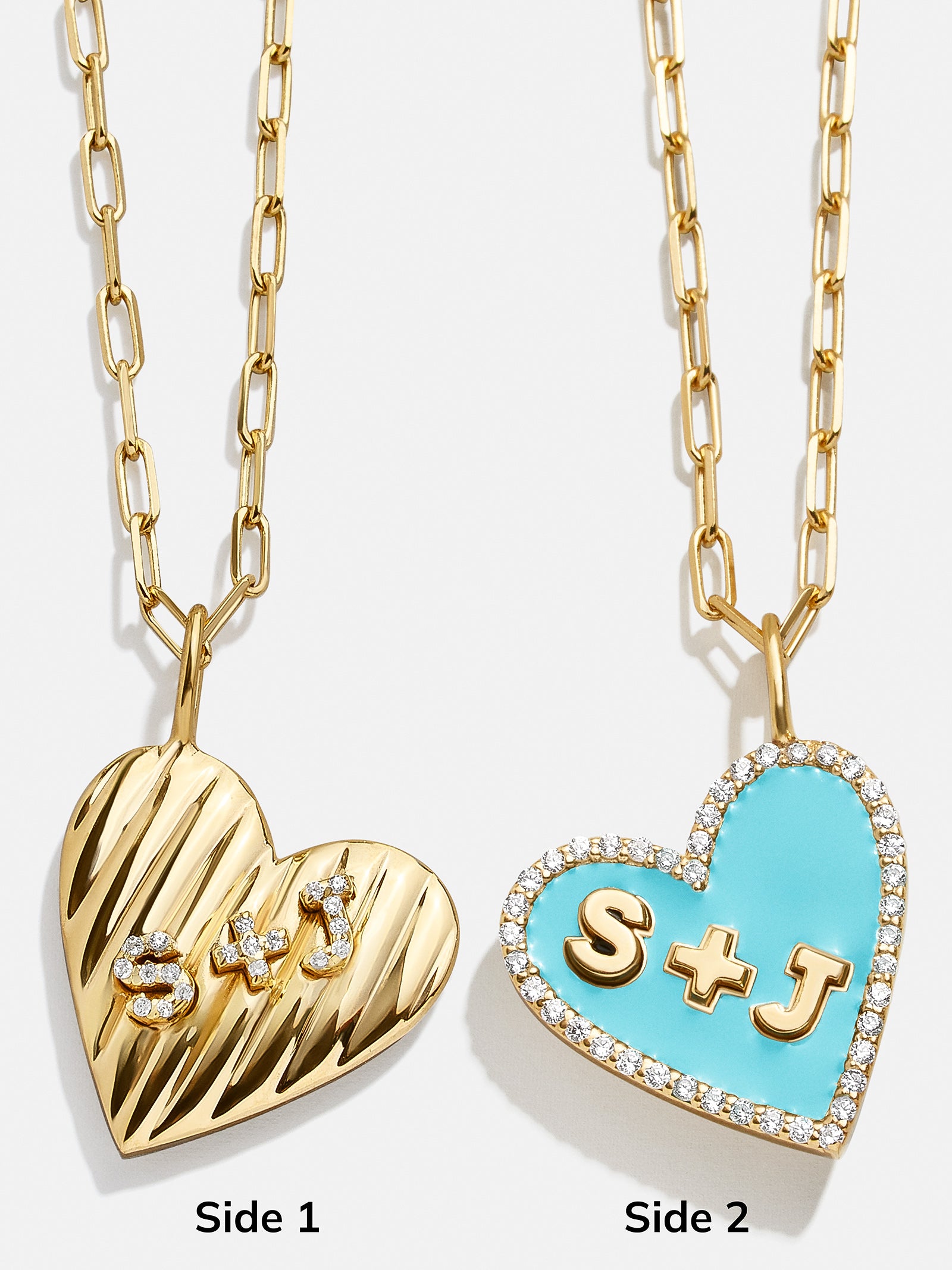 Reversible 18K Gold Custom Heart Necklace - Gold/Pav?? - Image 3