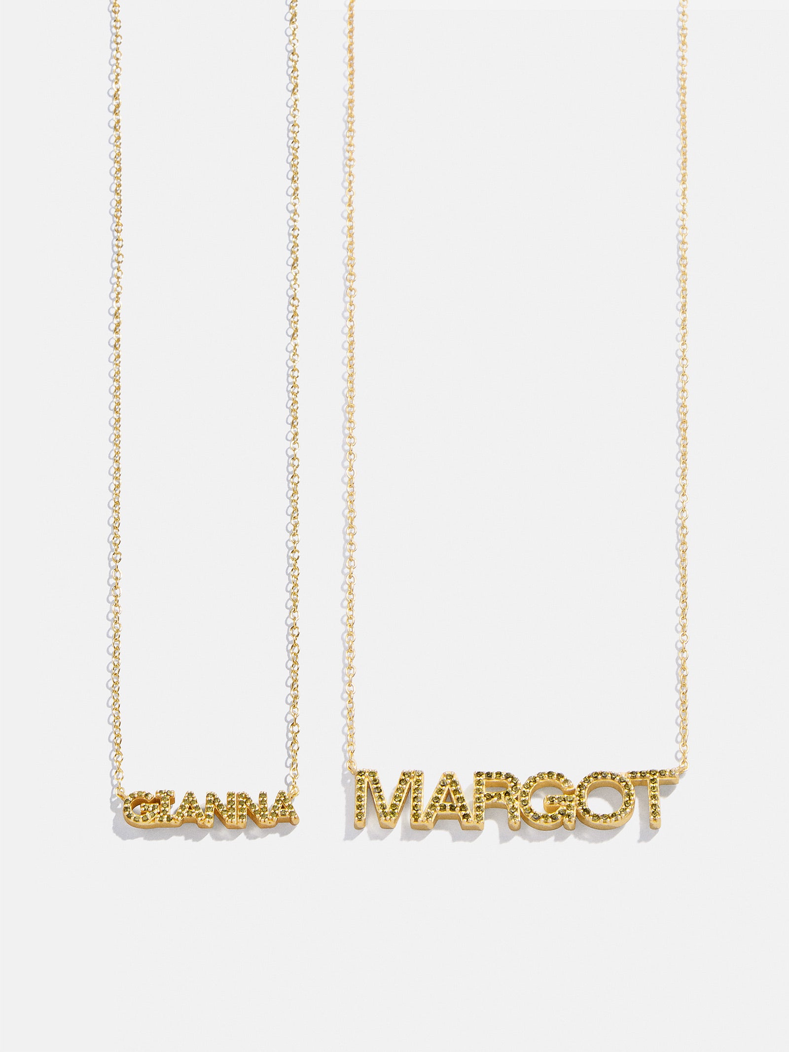 18K Gold Birthstone Custom Nameplate Necklace - Peridot